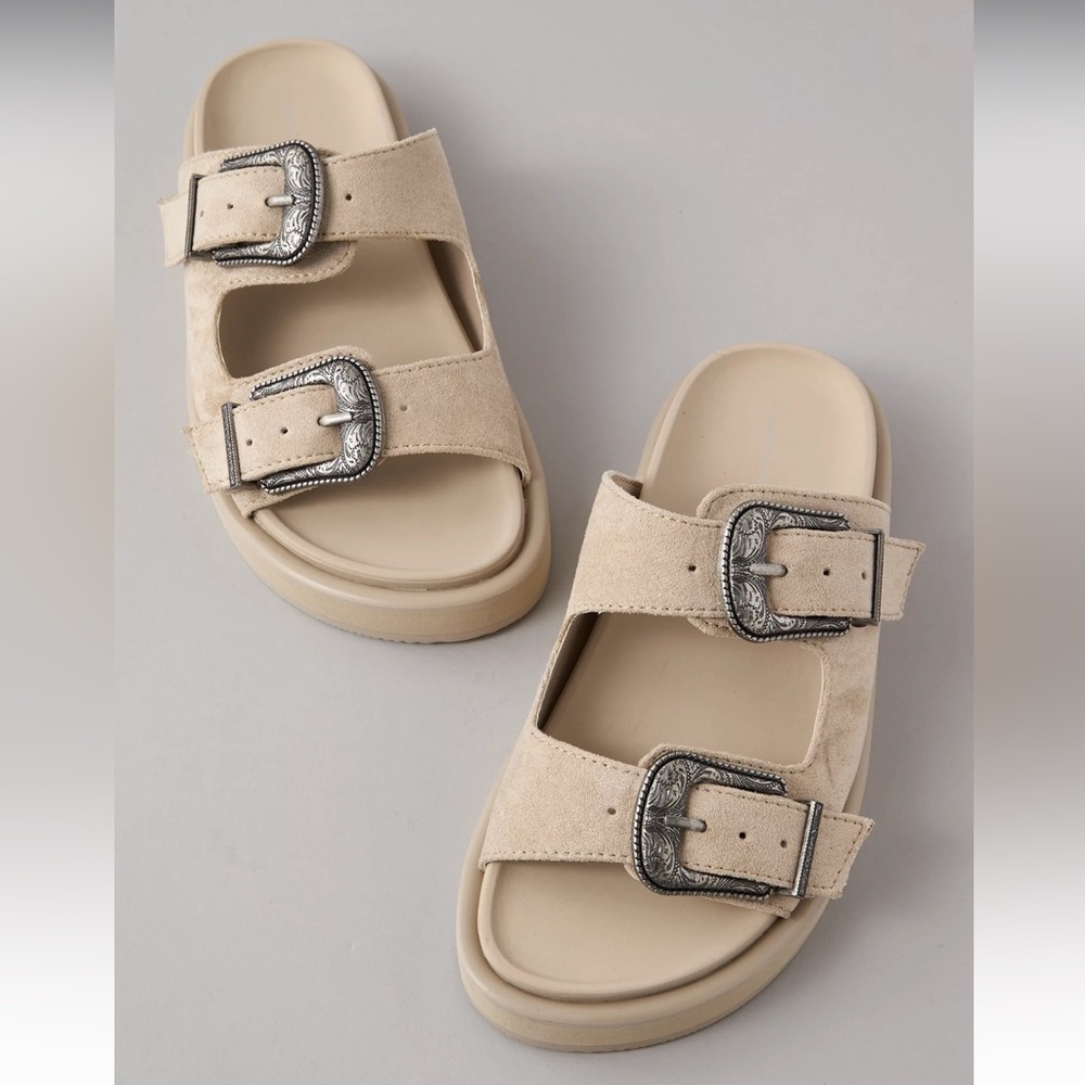 AE Western Buckle Suede Sandal
